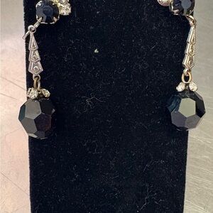 Vintage Elegant Black Clip-on Drop Earrings